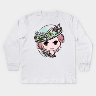 doll art, cute and kawaii illustration Kids Long Sleeve T-Shirt